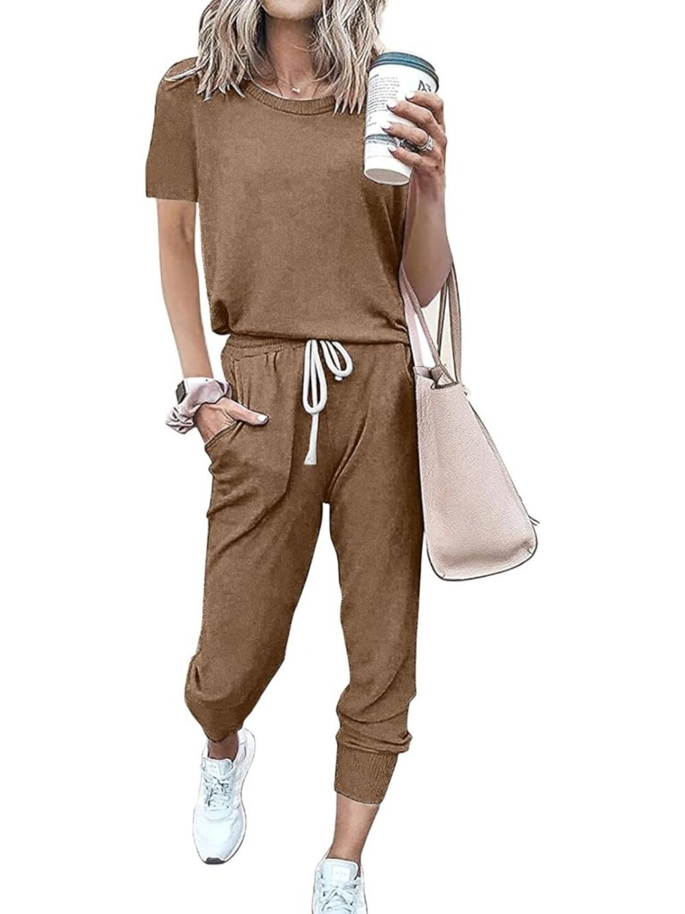 Summer Two-Piece Outfit for Women | Striped Short Sleeve Pullover & Long Pants